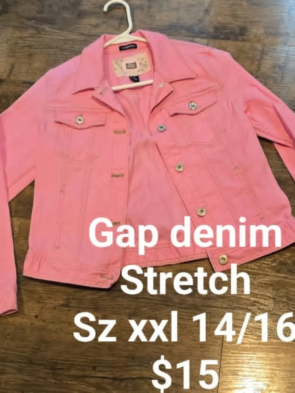 Girls'  Gap Pink Denim Jacket - Classic Button-Front Style Sz Xxl